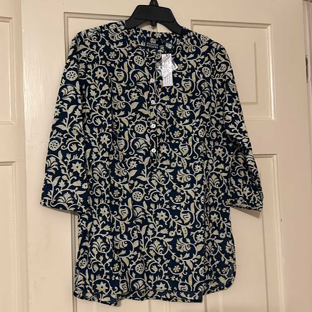 Madison Mathew’s blouse Size S blue/yellow